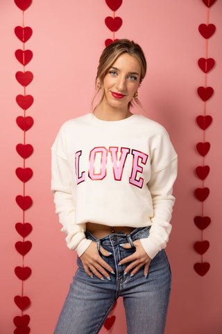 White and red heart sweater