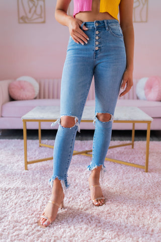Mid rise flare jean